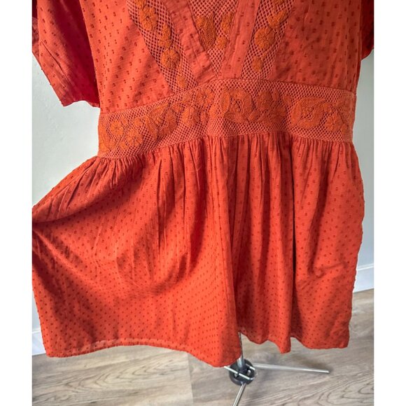 Shyanne Embroidered Boho Babydoll Summer Dress in Rust - Picture 12 of 12